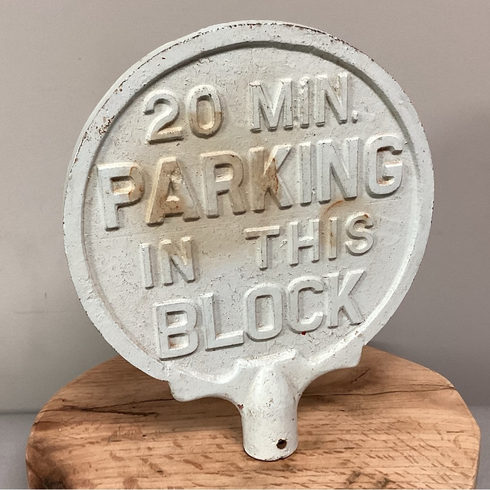 ⚫️ Vintage - Antique - Cast Aluminum “20 MIN. PARKING IN THIS BLOCK” Street Sign - Picture 2 of 14
